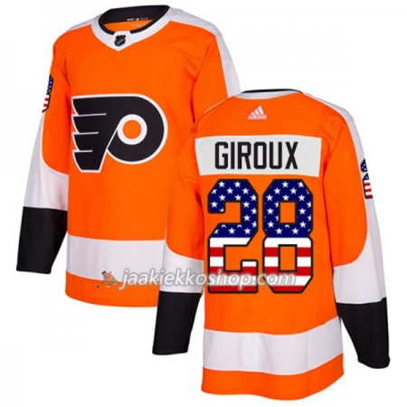 Miehille NHL Philadelphia Flyers Pelipaita Claude Giroux 28 Adidas 2017-2018 Oranssi USA Flag Fashion Authentic